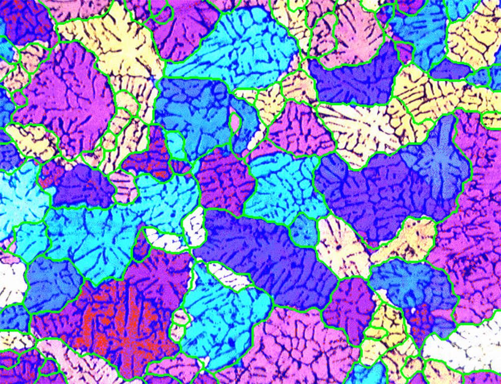 Grain size analysis in aluminum alloy | Clemex