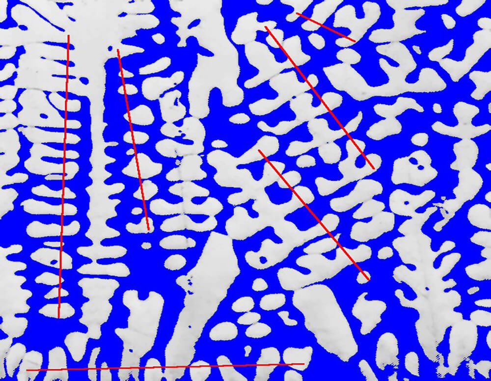 Dendritic arm spacing in copper lead alloy | Clemex