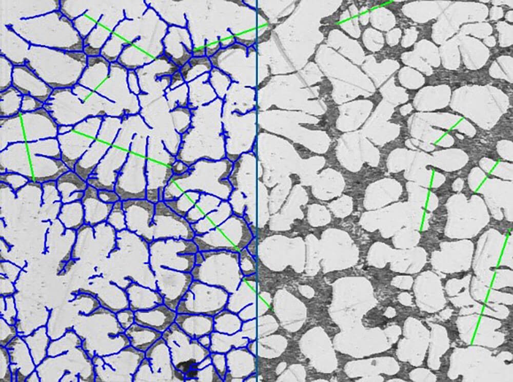 Dendritic arm spacing in aluminium alloy | Clemex