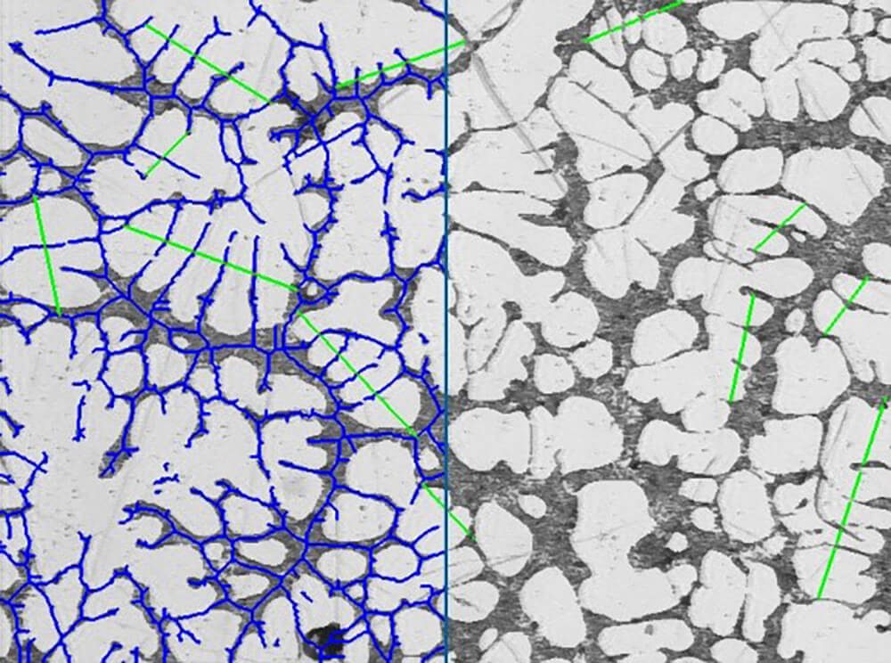 Dendritenarmabstände in einer Aluminiumlegierung | Clemex